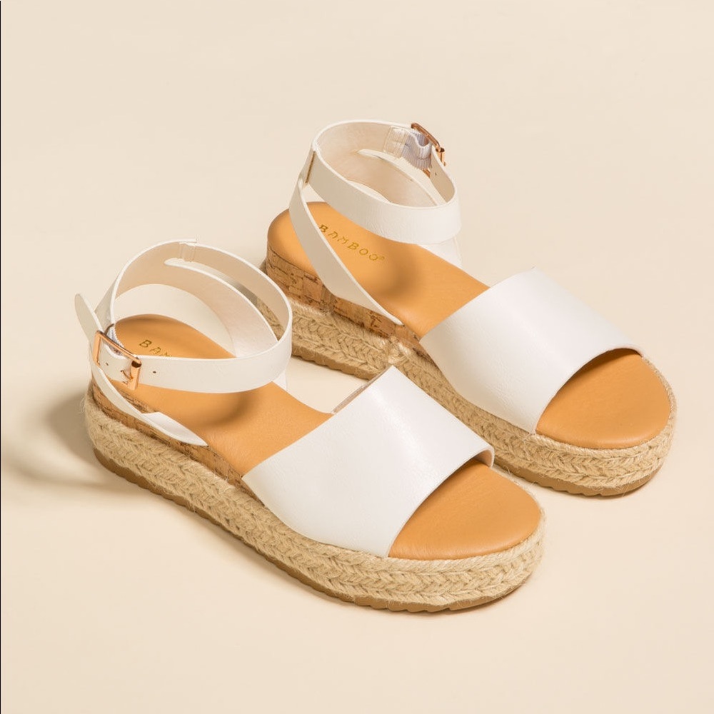 Charlotte Russe White Espadrille Platform Sandals